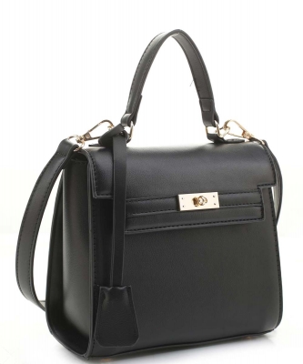 Turn-Lock Accent 2-Way Small Satchel Bag FC20270  BLACK